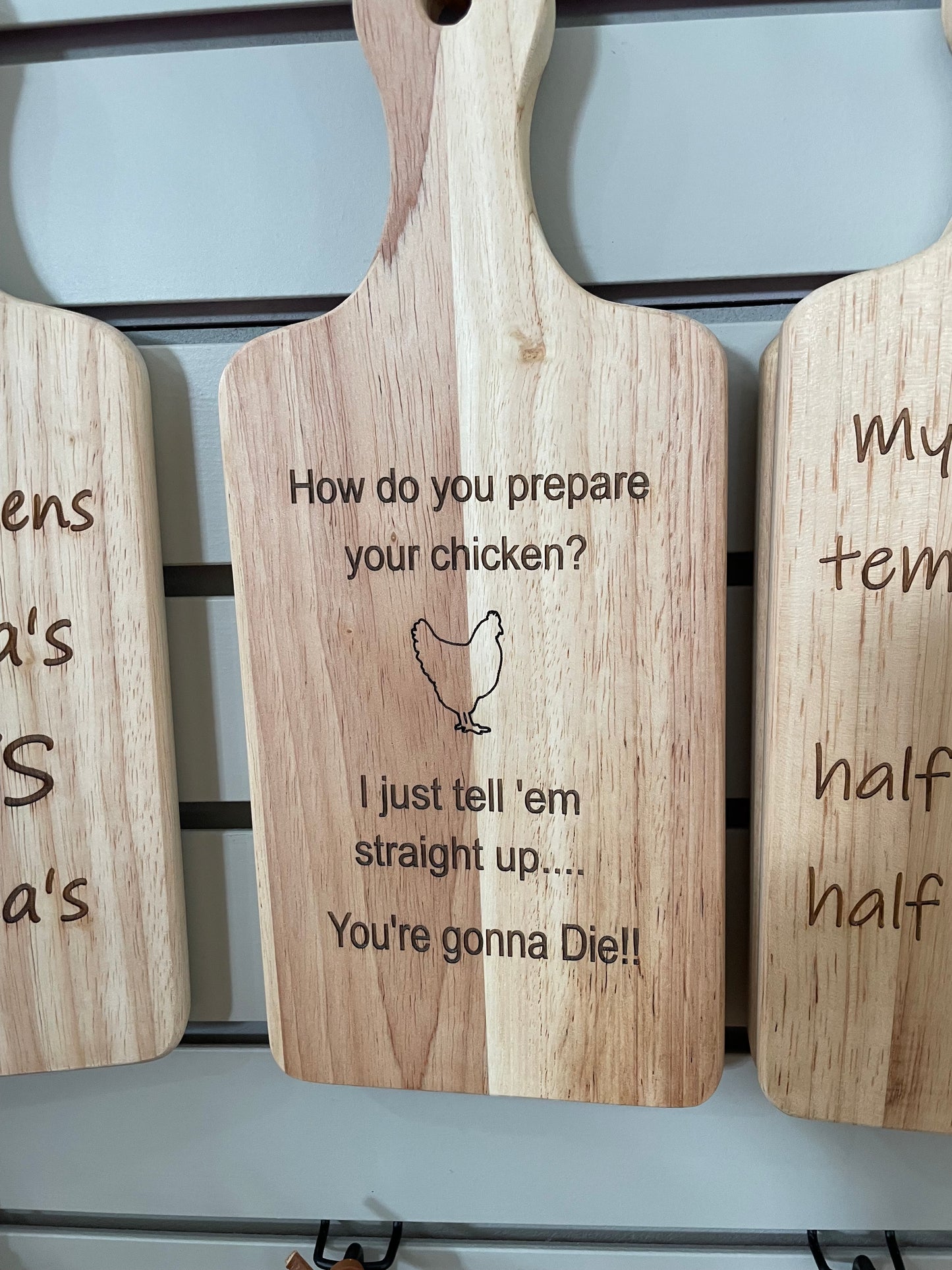 Rustic Wooden Cutting Board With Funny Engravings (Small)