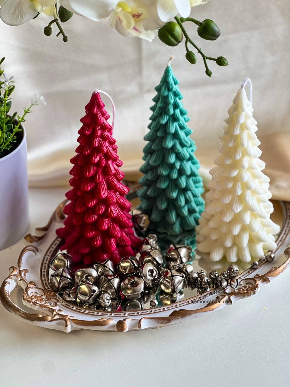 Elegant Large Christmas Tree Candle 7x3.5in