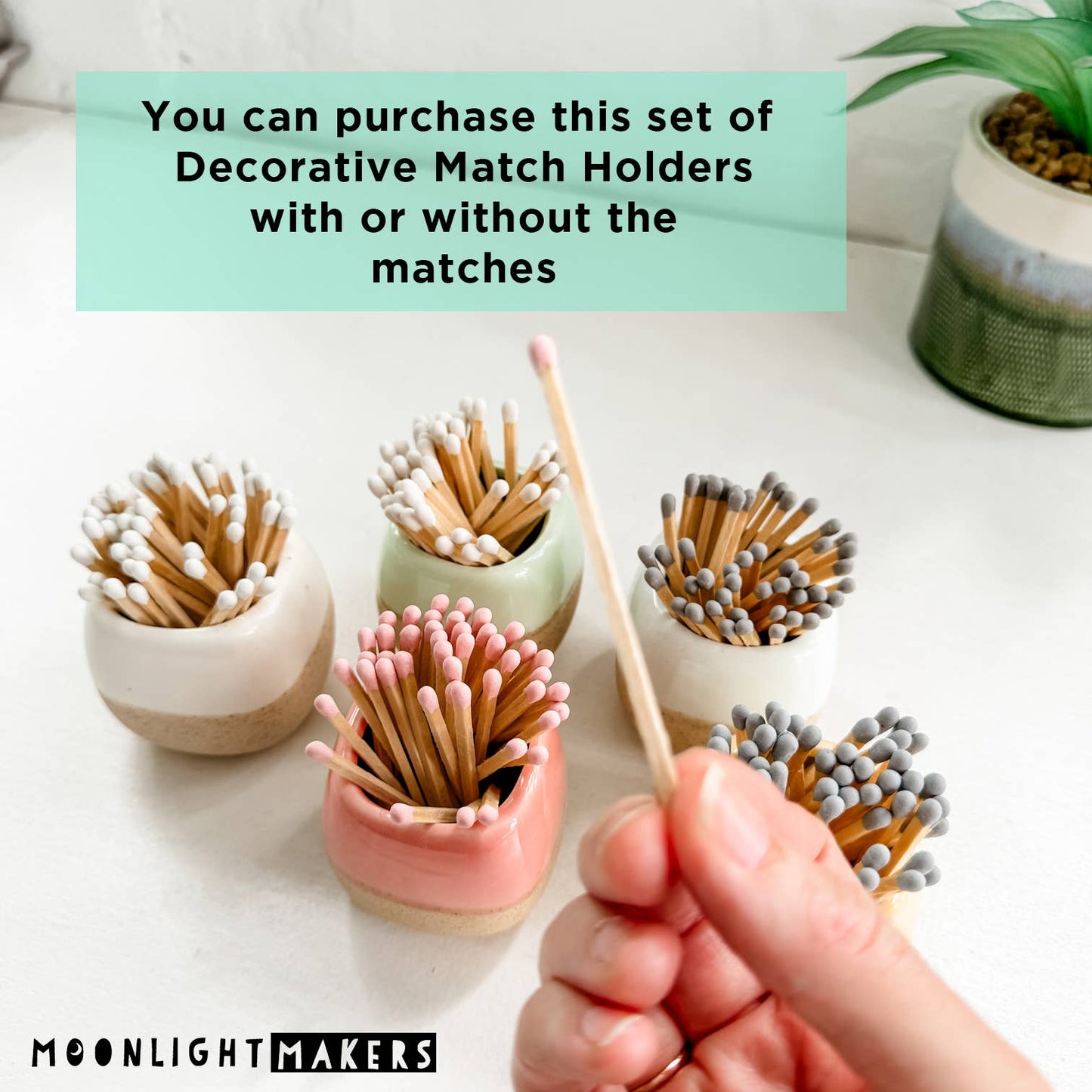Ceramic Match Holders - With or Without Matches - 5 Colors