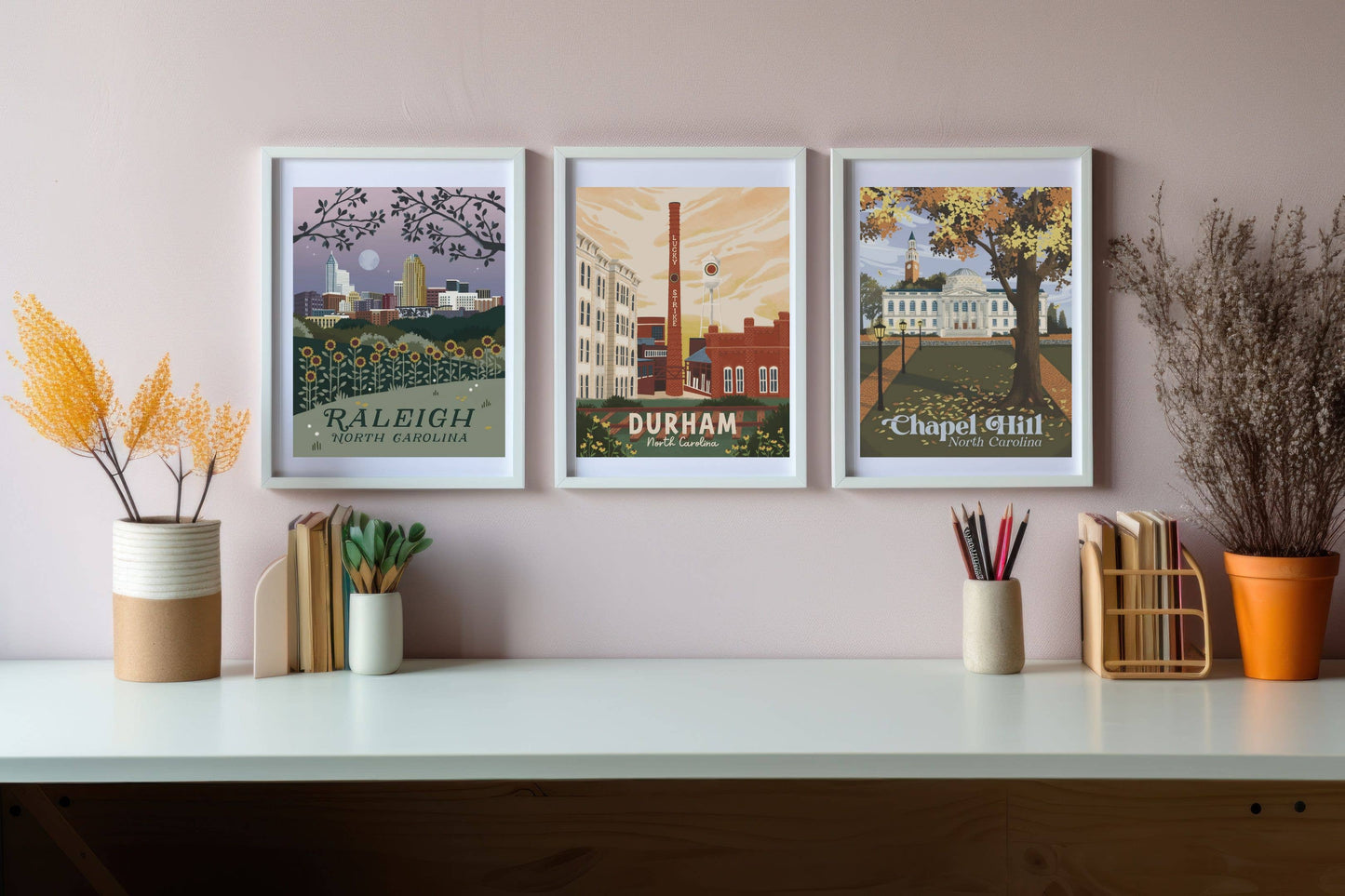 Raleigh, North Carolina 8x10 Retro Travel Art Print