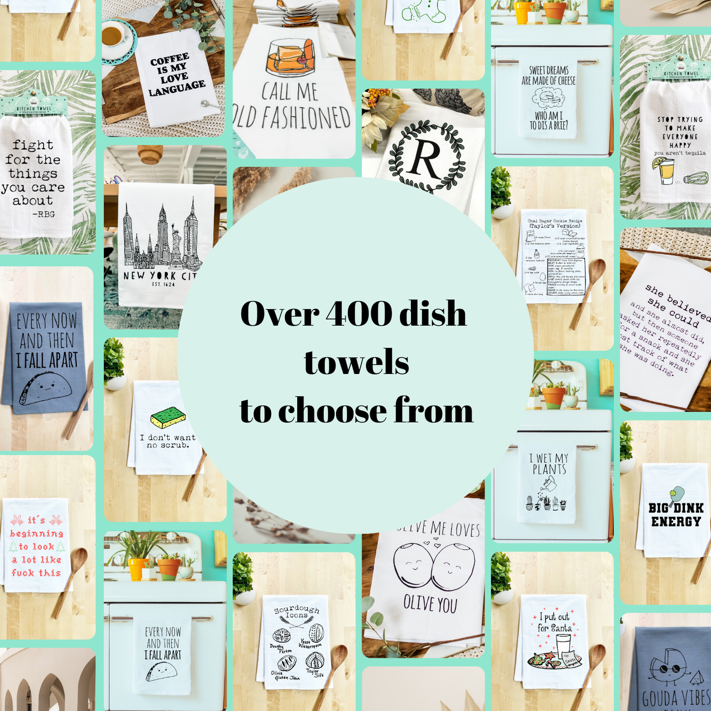 Most Wonderful Time - Watercolor Christmas Kitchen Towels