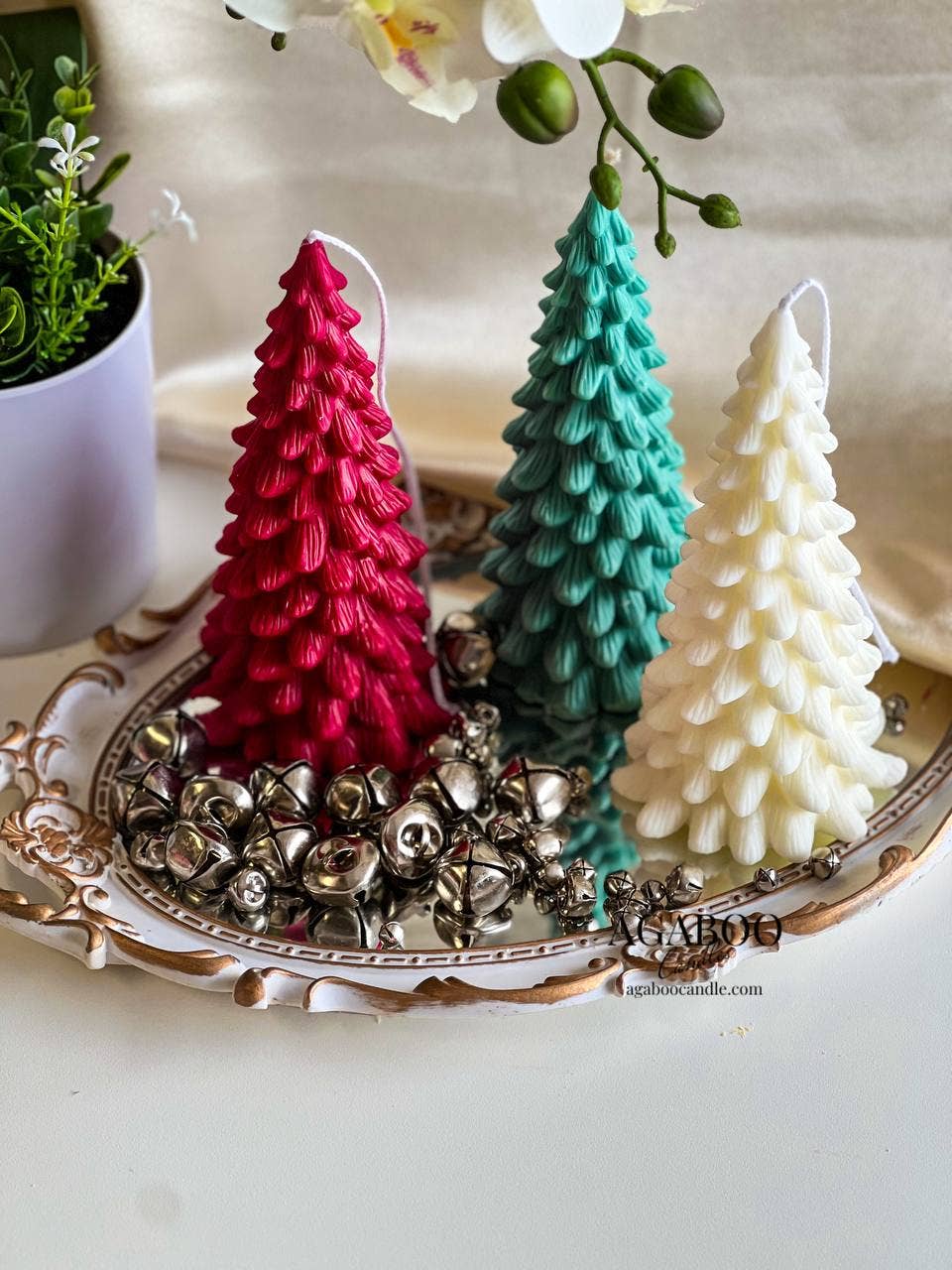 Elegant Large Christmas Tree Candle 7x3.5in