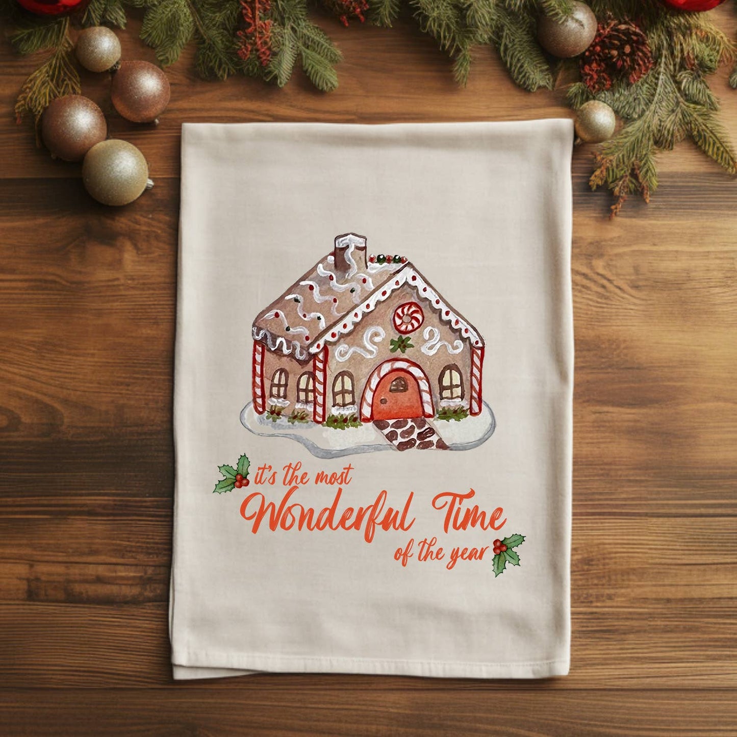 Most Wonderful Time - Watercolor Christmas Kitchen Towels