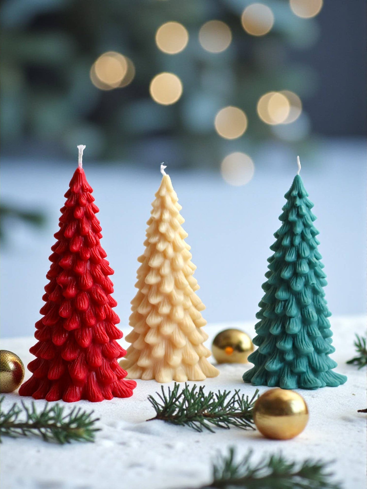 Elegant Large Christmas Tree Candle 7x3.5in