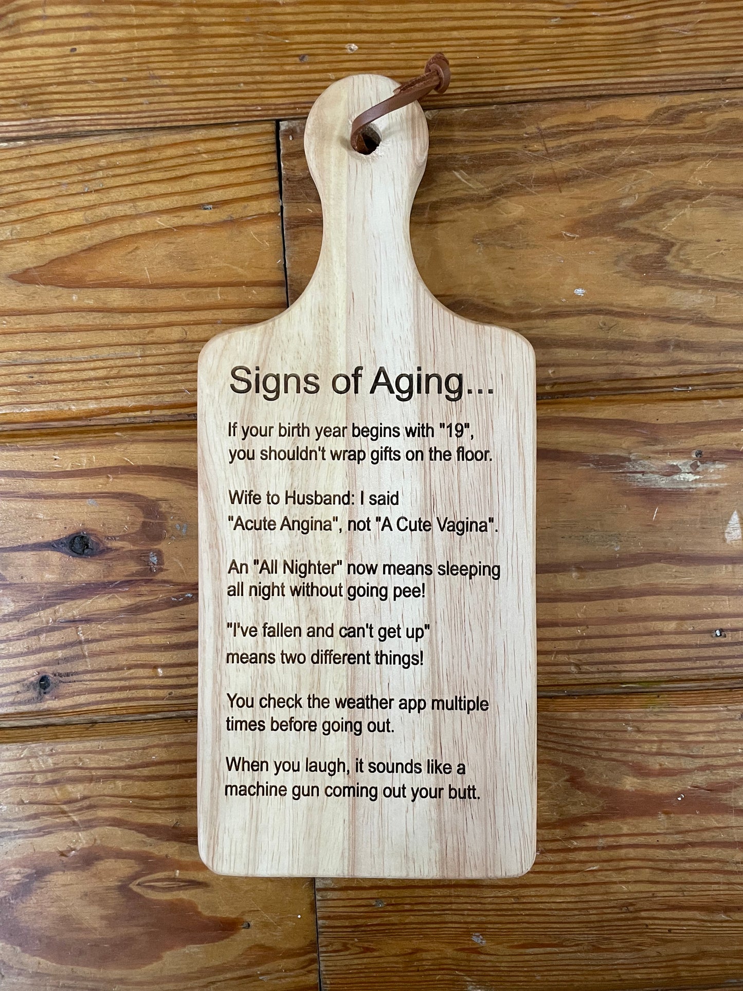 Rustic Wooden Cutting Board With Funny Engravings (Small)