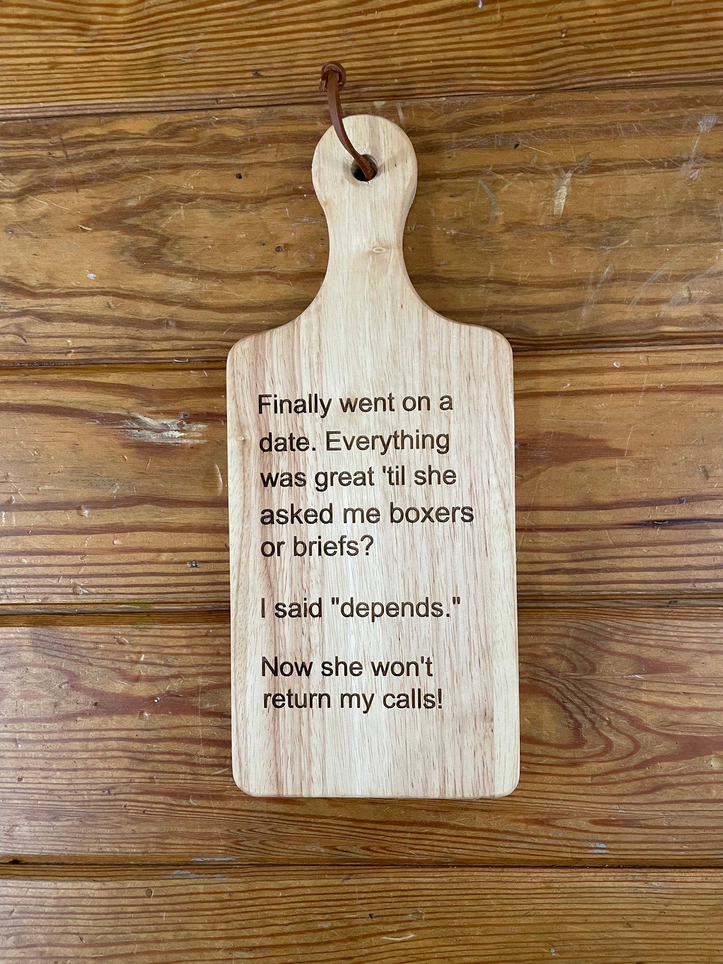 Rustic Wooden Cutting Board With Funny Engravings (Small)