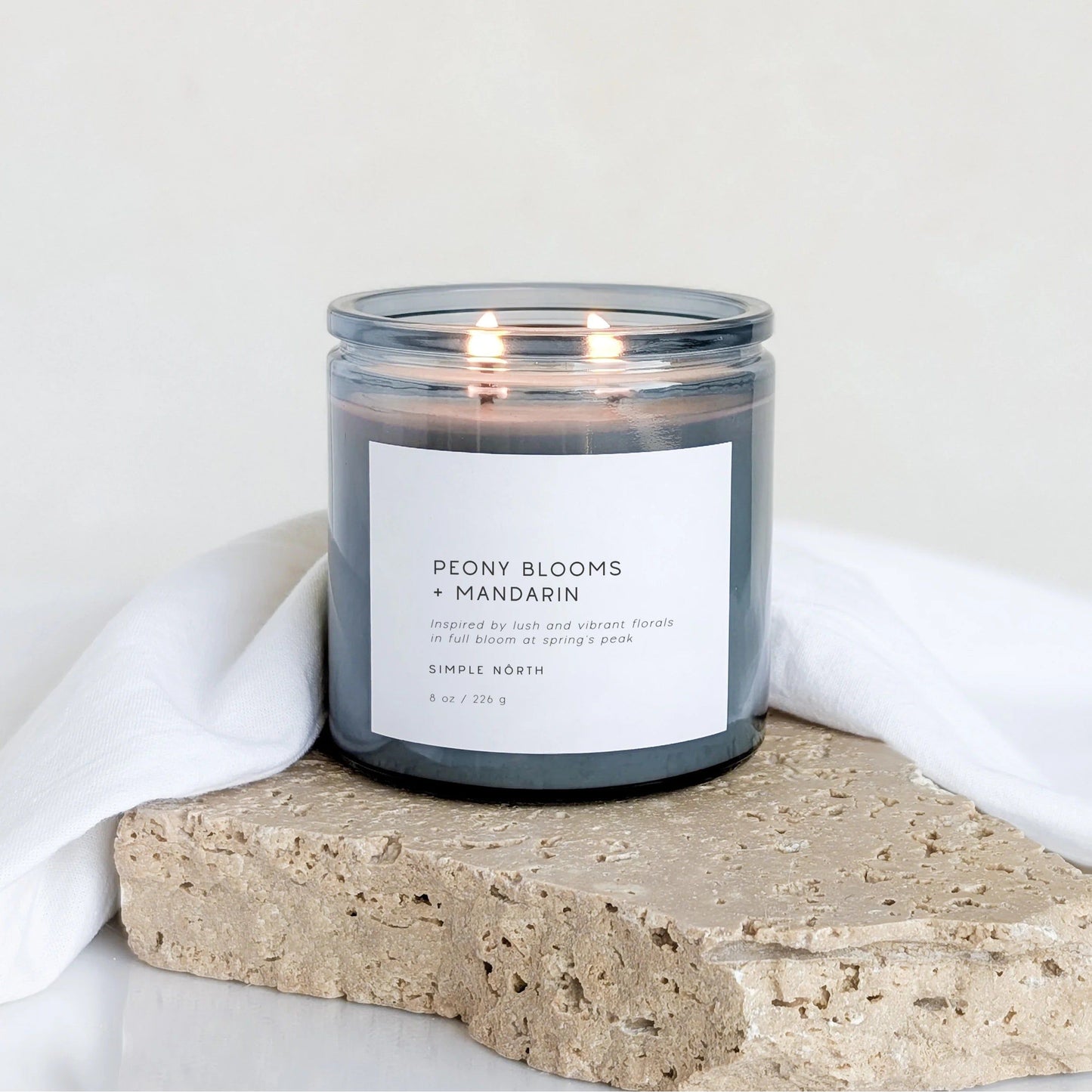 Peony Blooms + Mandarin Double Wick Jar Candle