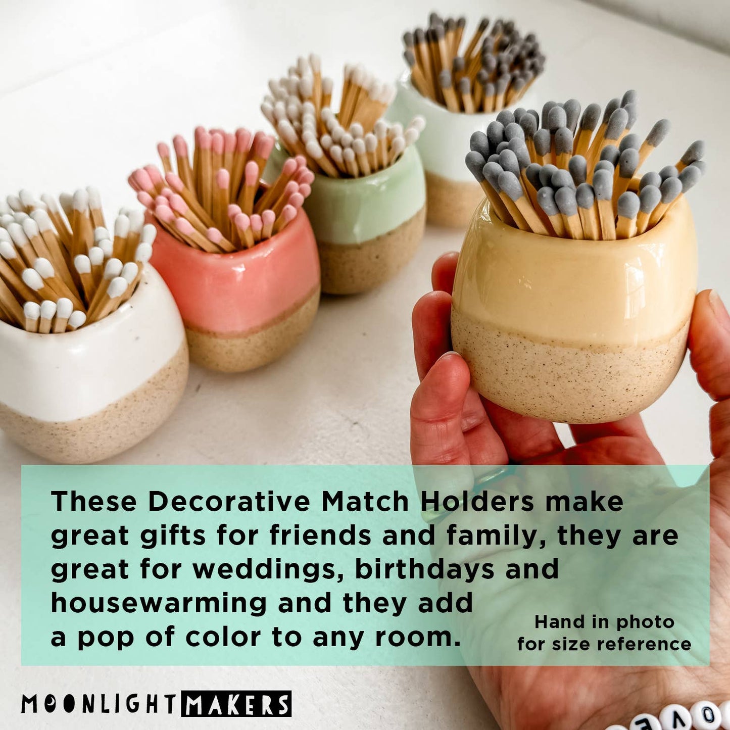 Ceramic Match Holders - With or Without Matches - 5 Colors