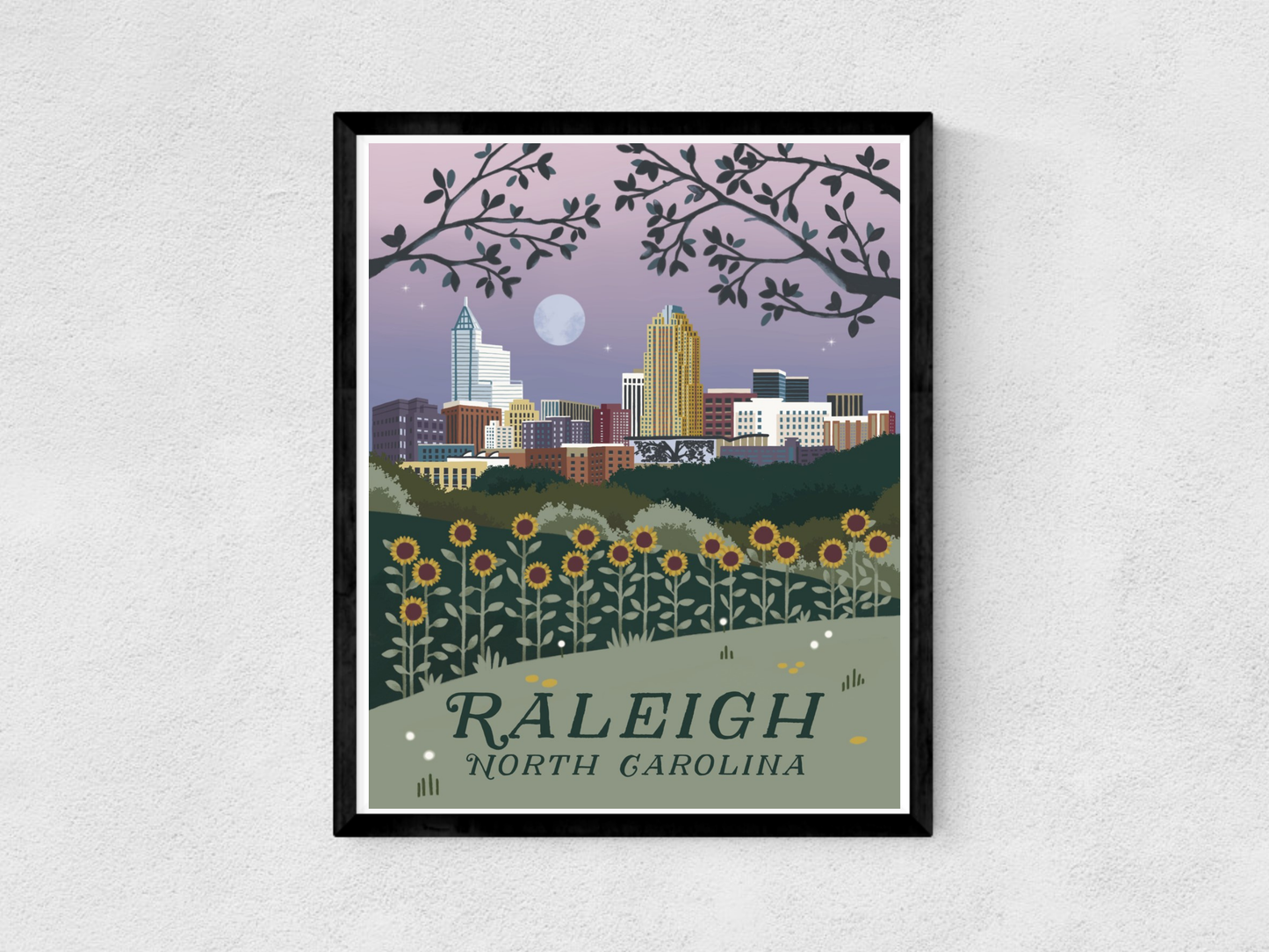 Raleigh, North Carolina 8x10 Retro Travel Art Print