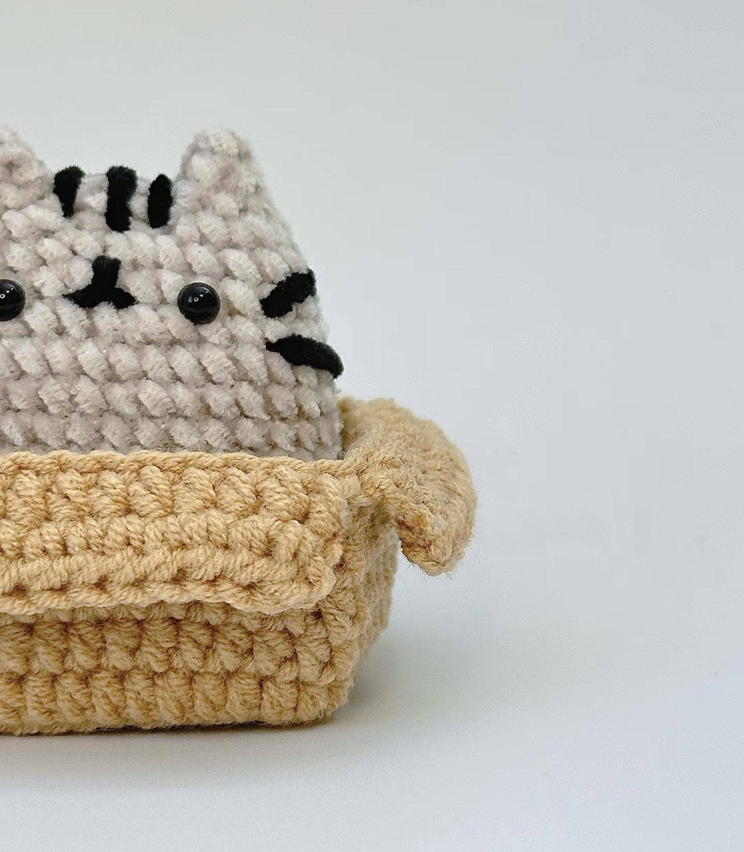 Cat in Box Crochet, Handmade Loaf Cat Decor, Cute Cat Gift