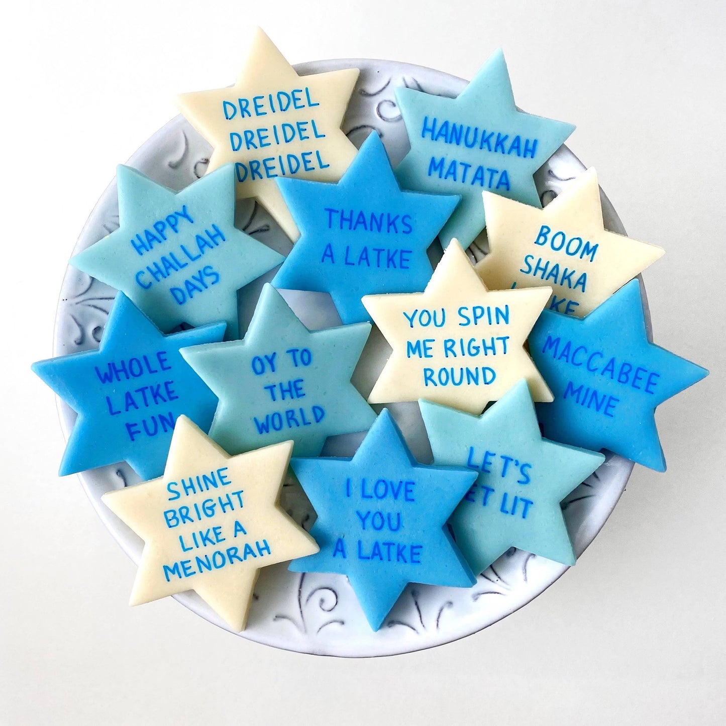 Gourmet Marzipan Hanukkah Punny Conversation Stars of David