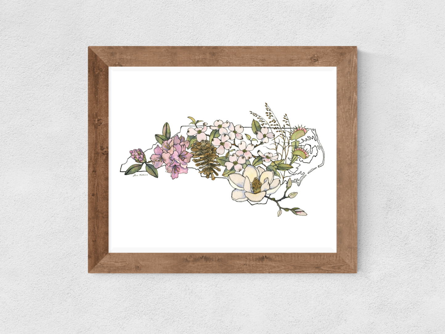 North Carolina Native Plants watercolor art print
