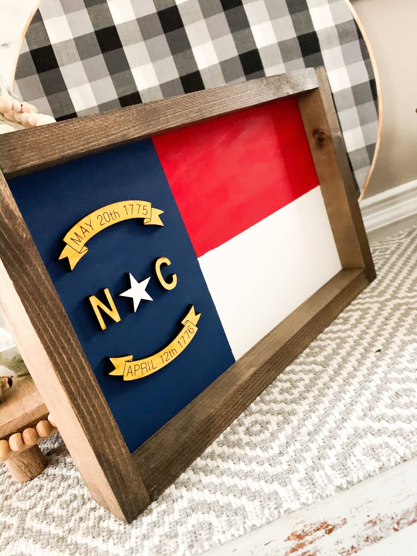 NC Wooden Framed Flag