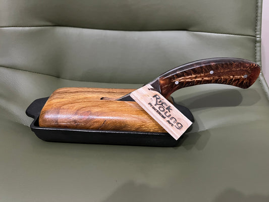 Knife in Cast Iron Maple Block