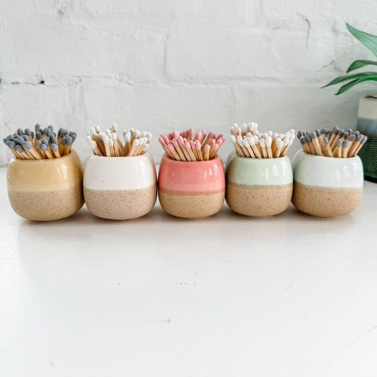 Ceramic Match Holders - With or Without Matches - 5 Colors