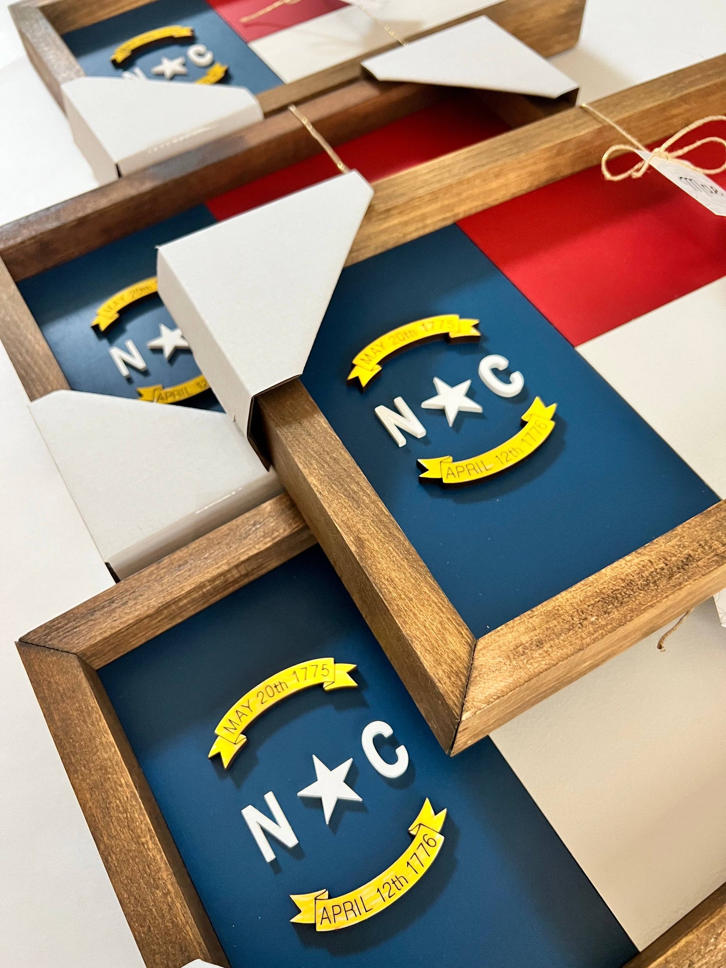 NC Wooden Framed Flag