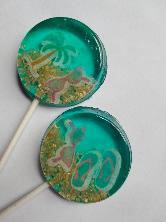 Beach Sparkle Lollipops Summer Treats with Palm Trees
