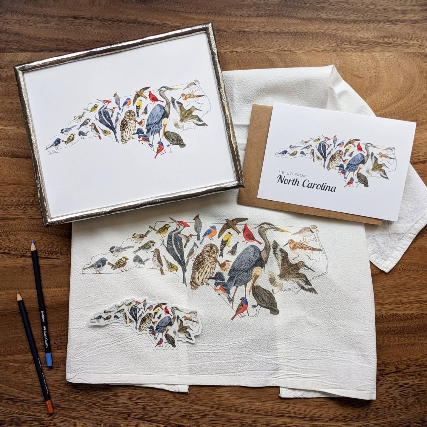 North Carolina Birds watercolor art print