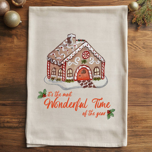 Most Wonderful Time - Watercolor Christmas Kitchen Towels