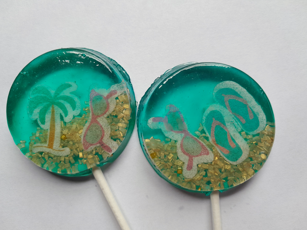 Beach Sparkle Lollipops Summer Treats with Palm Trees