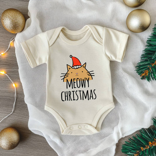 Meowy Christmas - Onesie - Oatmeal