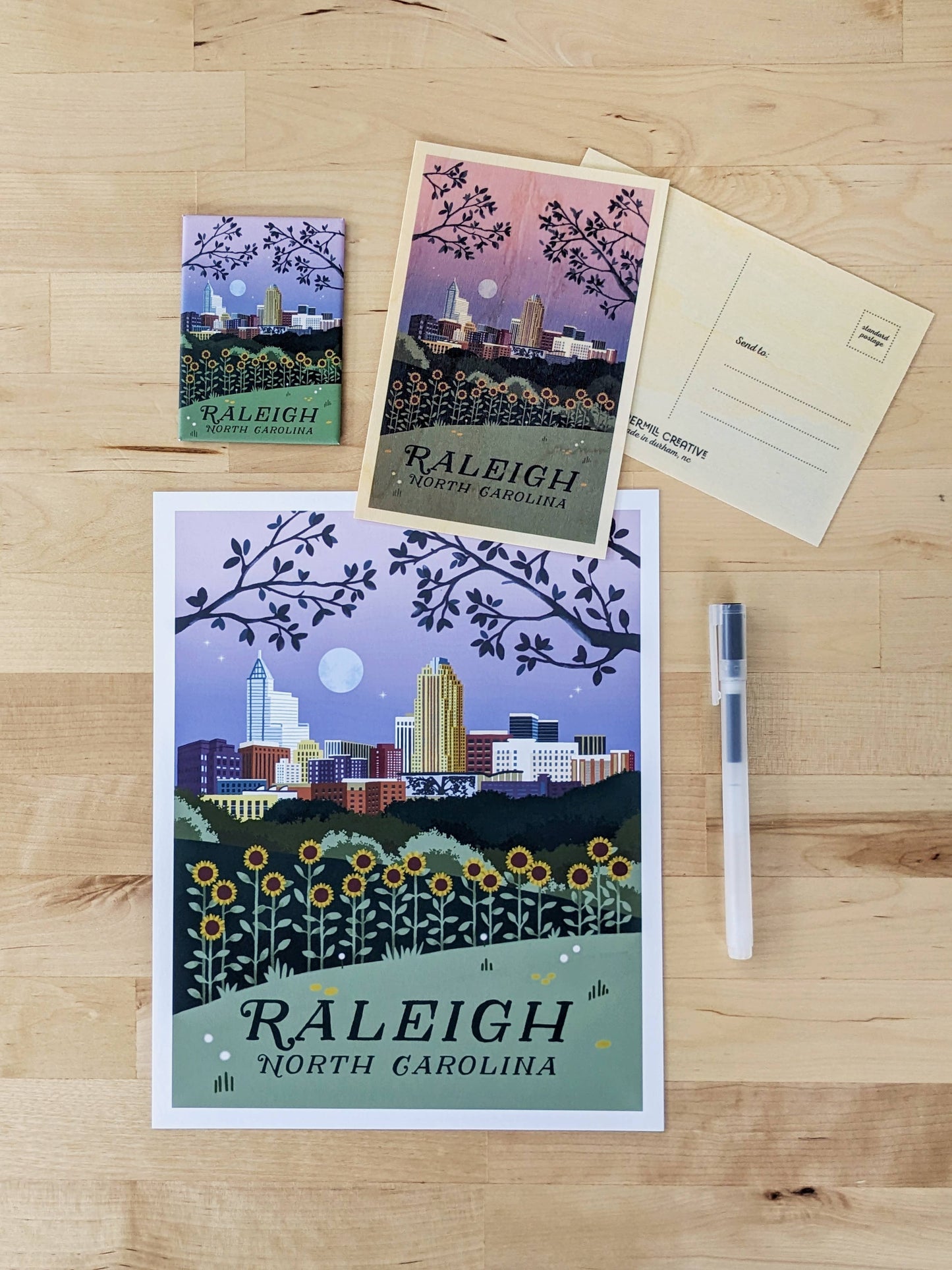 Raleigh, North Carolina 8x10 Retro Travel Art Print