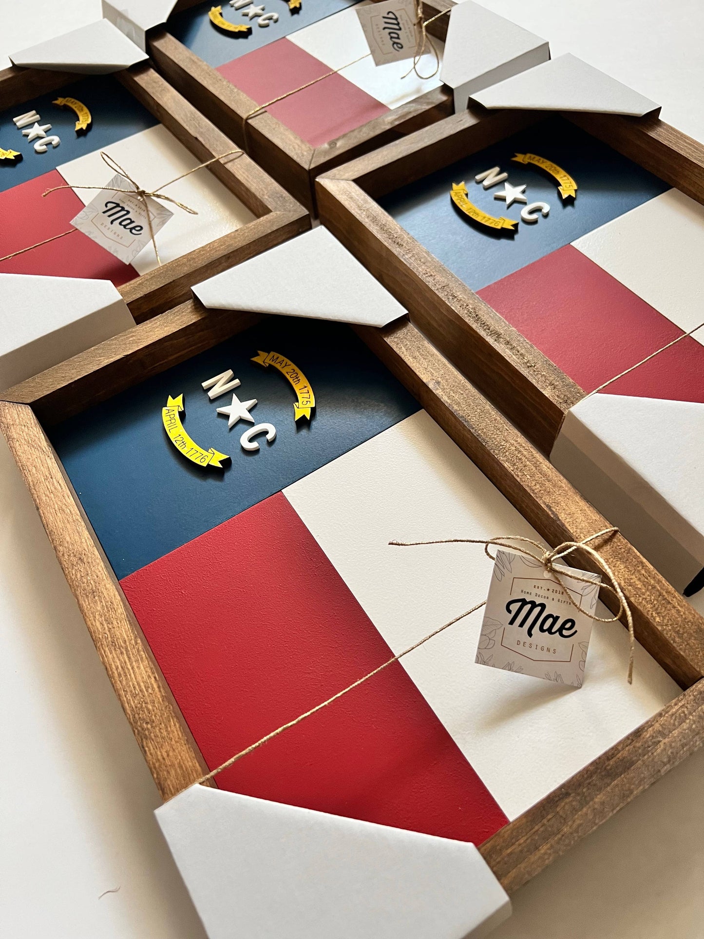 NC Wooden Framed Flag