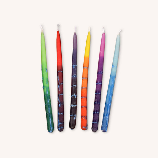 Beeswax Chanukah Candles - Decorated Multi Color - 45 Pack