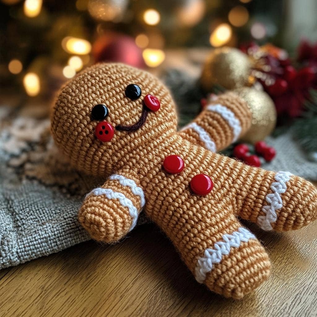 Crochet Christmas Gingerbread Man, Amigurumi Christmas