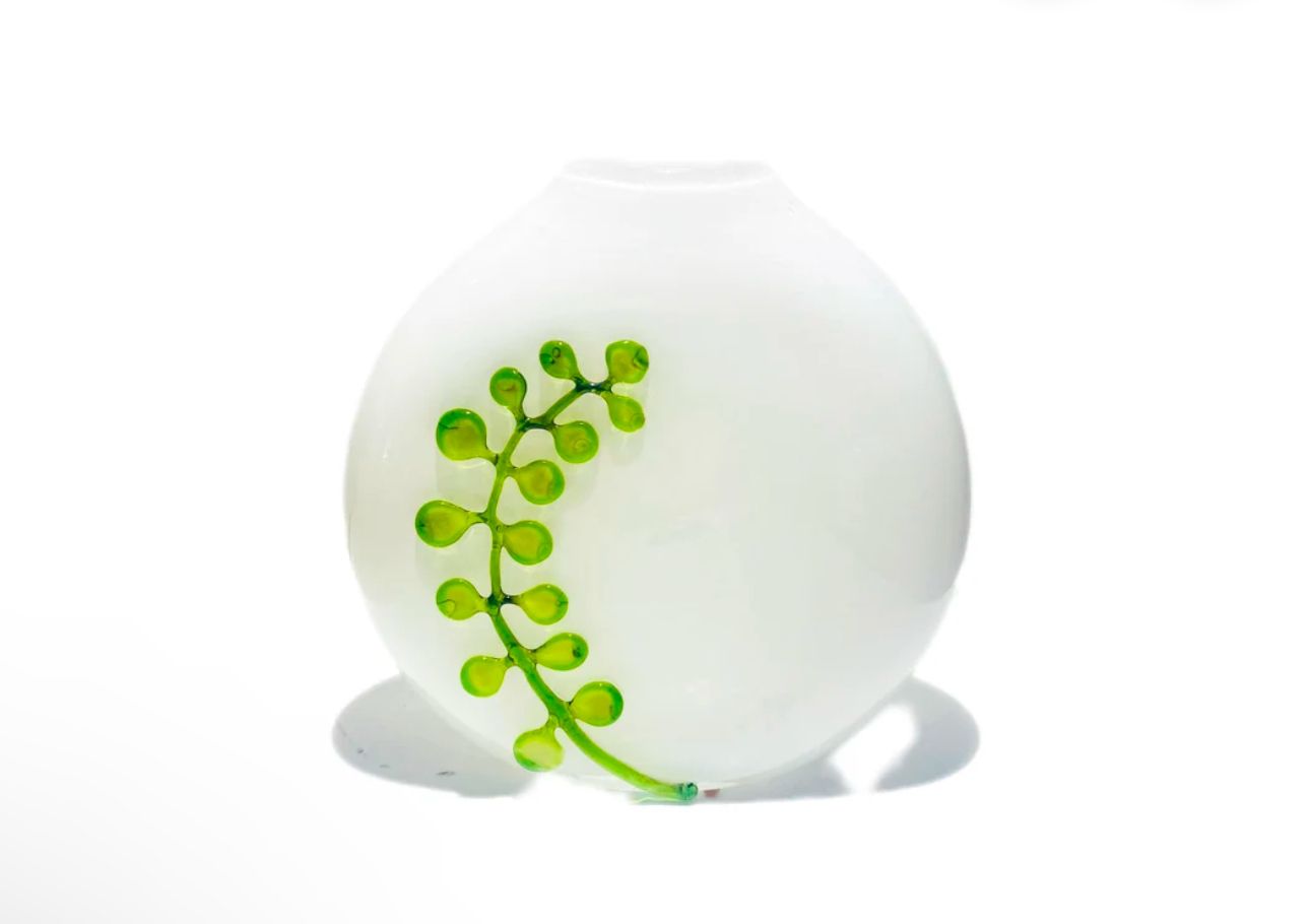 Green & White Fern Vases