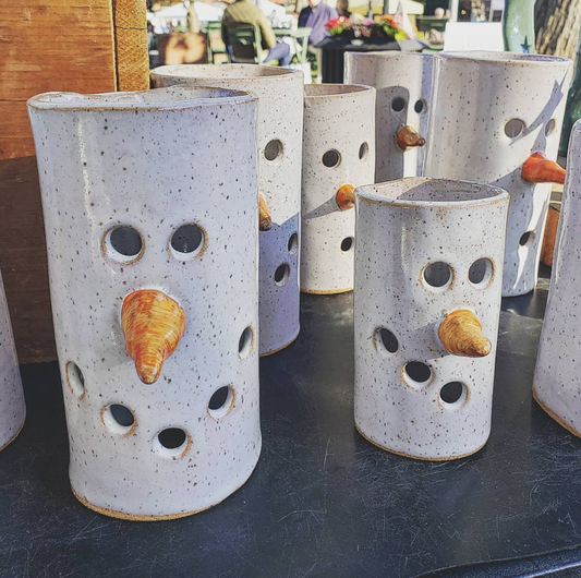 Snowman Luminary - Snowmen - Holiday Decor - Snowman Pottery