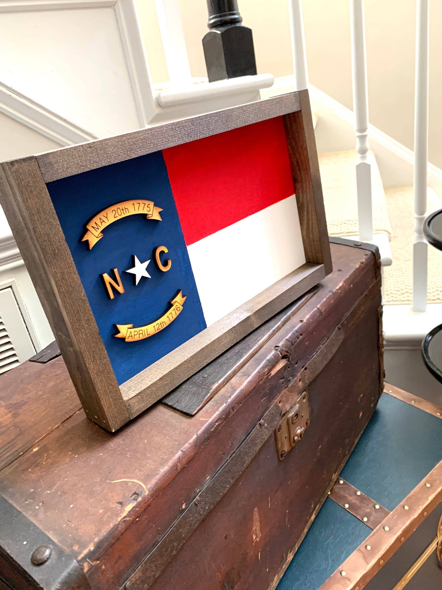 NC Wooden Framed Flag