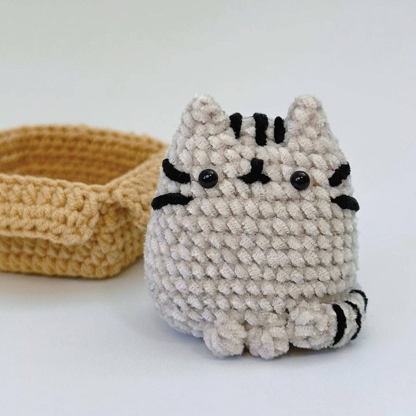 Cat in Box Crochet, Handmade Loaf Cat Decor, Cute Cat Gift