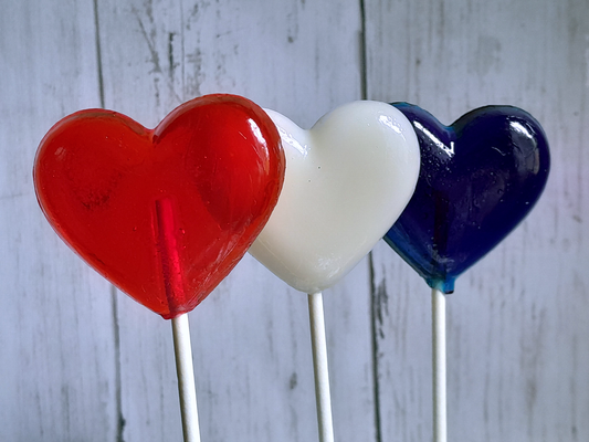 Red, White and Blue Hearts Patriotic Lollipops