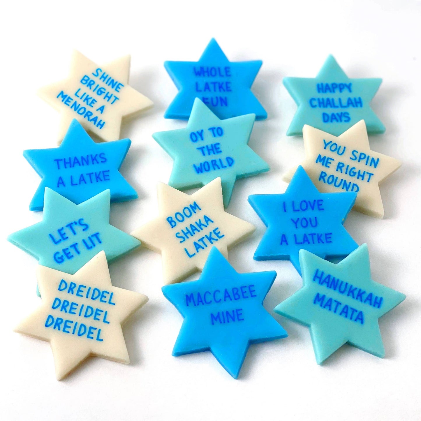 Gourmet Marzipan Hanukkah Punny Conversation Stars of David