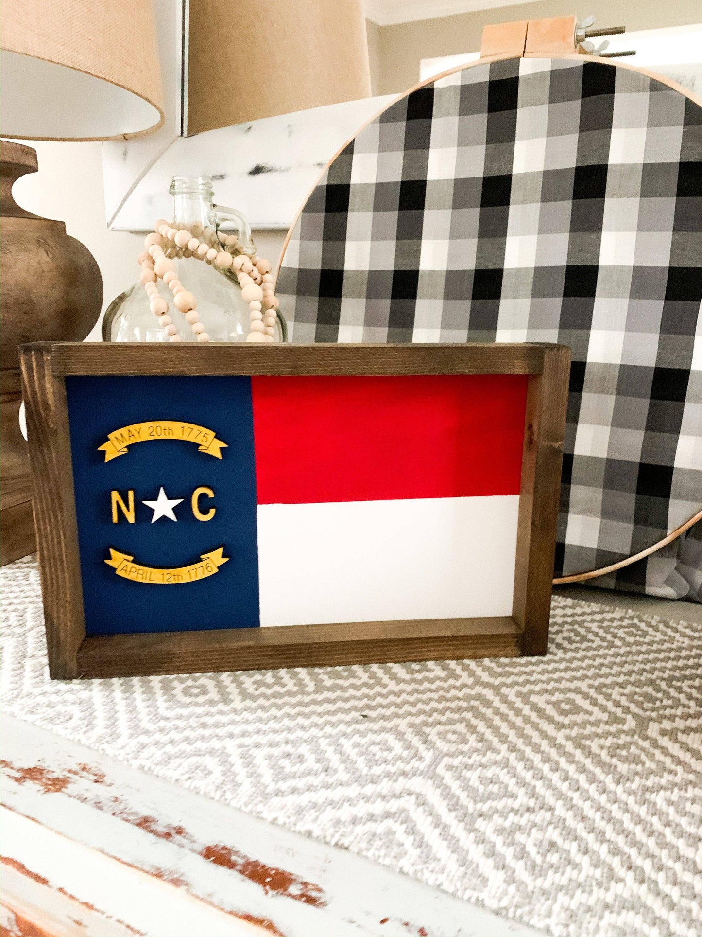 NC Wooden Framed Flag