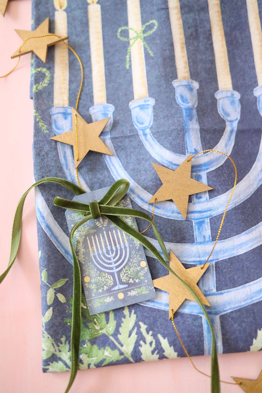 Hanukkah gift tag set, Christmas, gift wrap supplies 