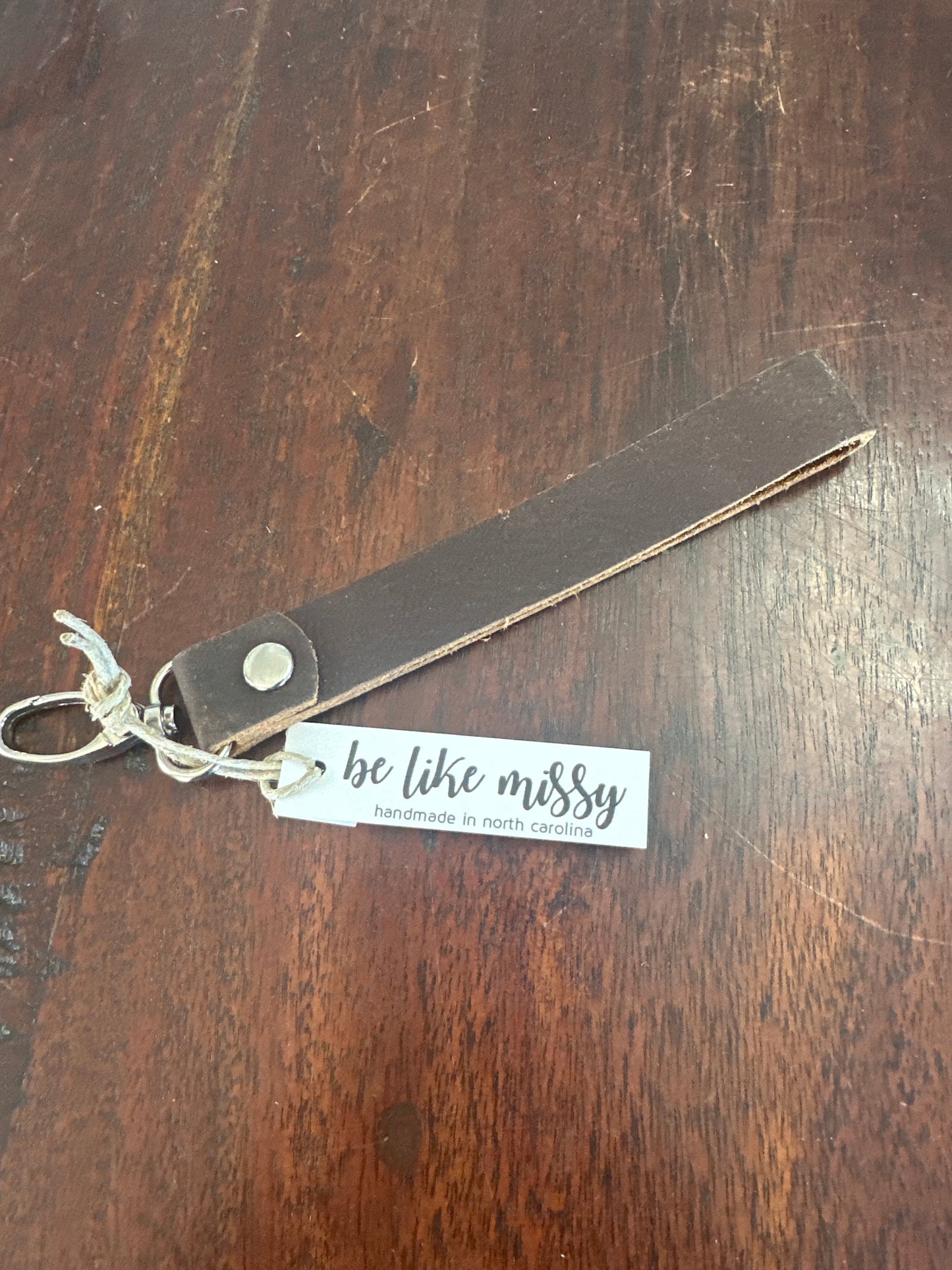Leather keychain wristlet