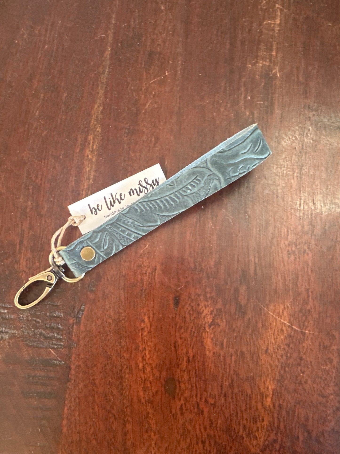 Leather keychain wristlet