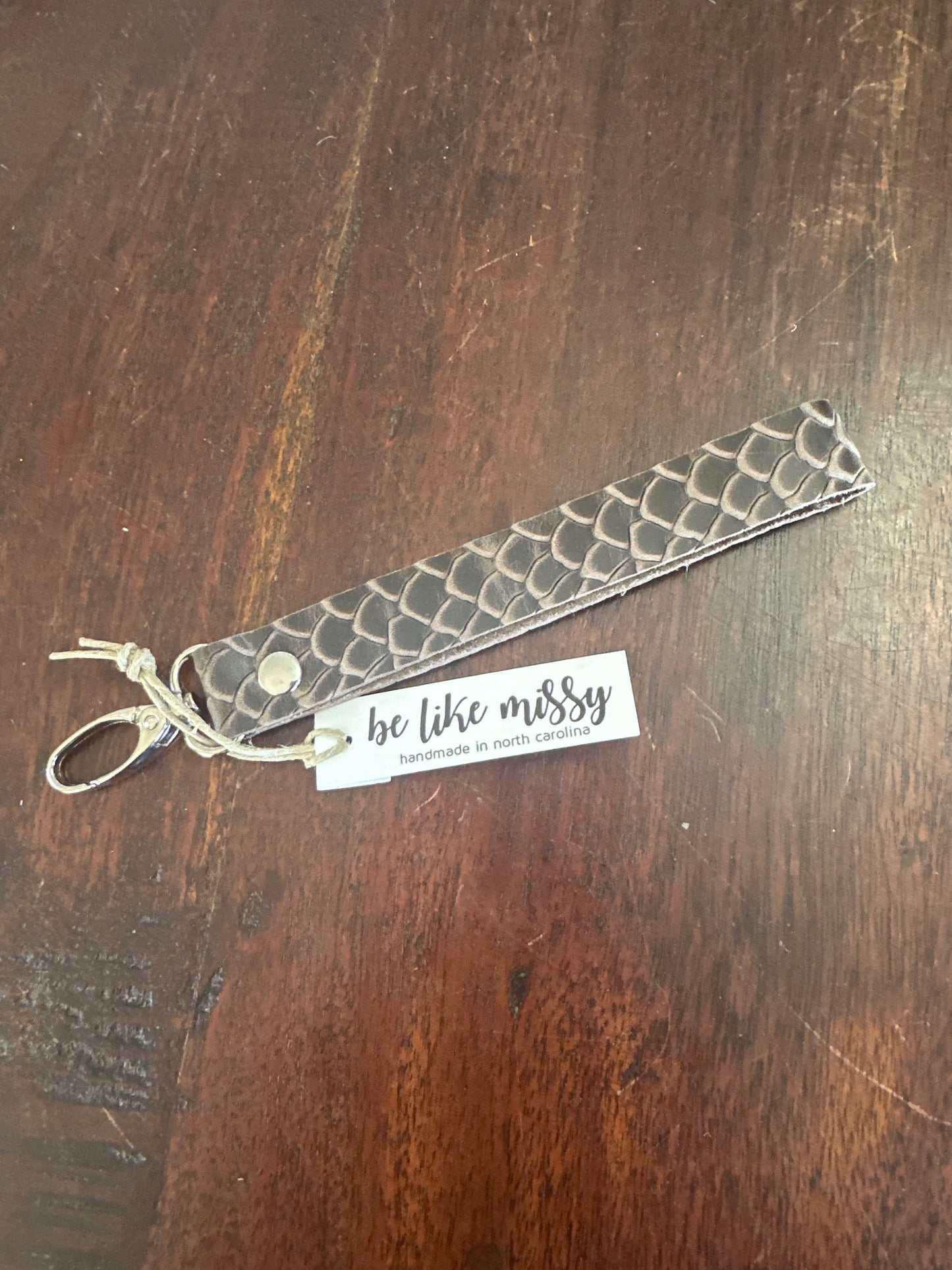 Leather keychain wristlet